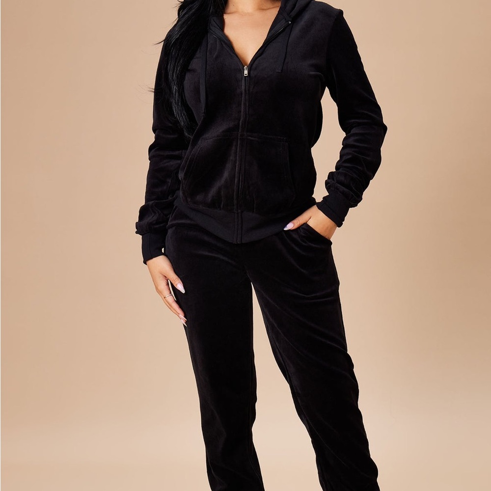 Womens Black Velour Jumpsuit
